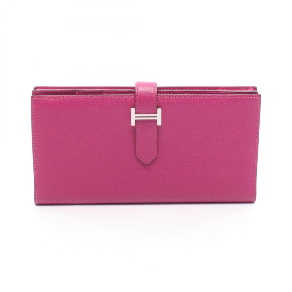 Hermes Bearn Soufflé Bi-fold Long Wallet, Leather, Veau Epsom, Pink, Women's